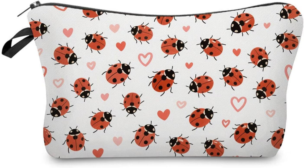 Livel lhood Ladybug Makeup Bag Cute Small Makeup Organizer Bag Travel Toiletry Zipper Pouch Love Cosmetic Bag Gift for Women