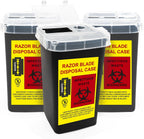 Black 1 Quart (3-Pack) Sharps Container for Home Use, Needle Disposal Containers, Biohazard Containers, Syringe Disposal, Small Portable Container for Travel, Professional Sharp Waste Disposal