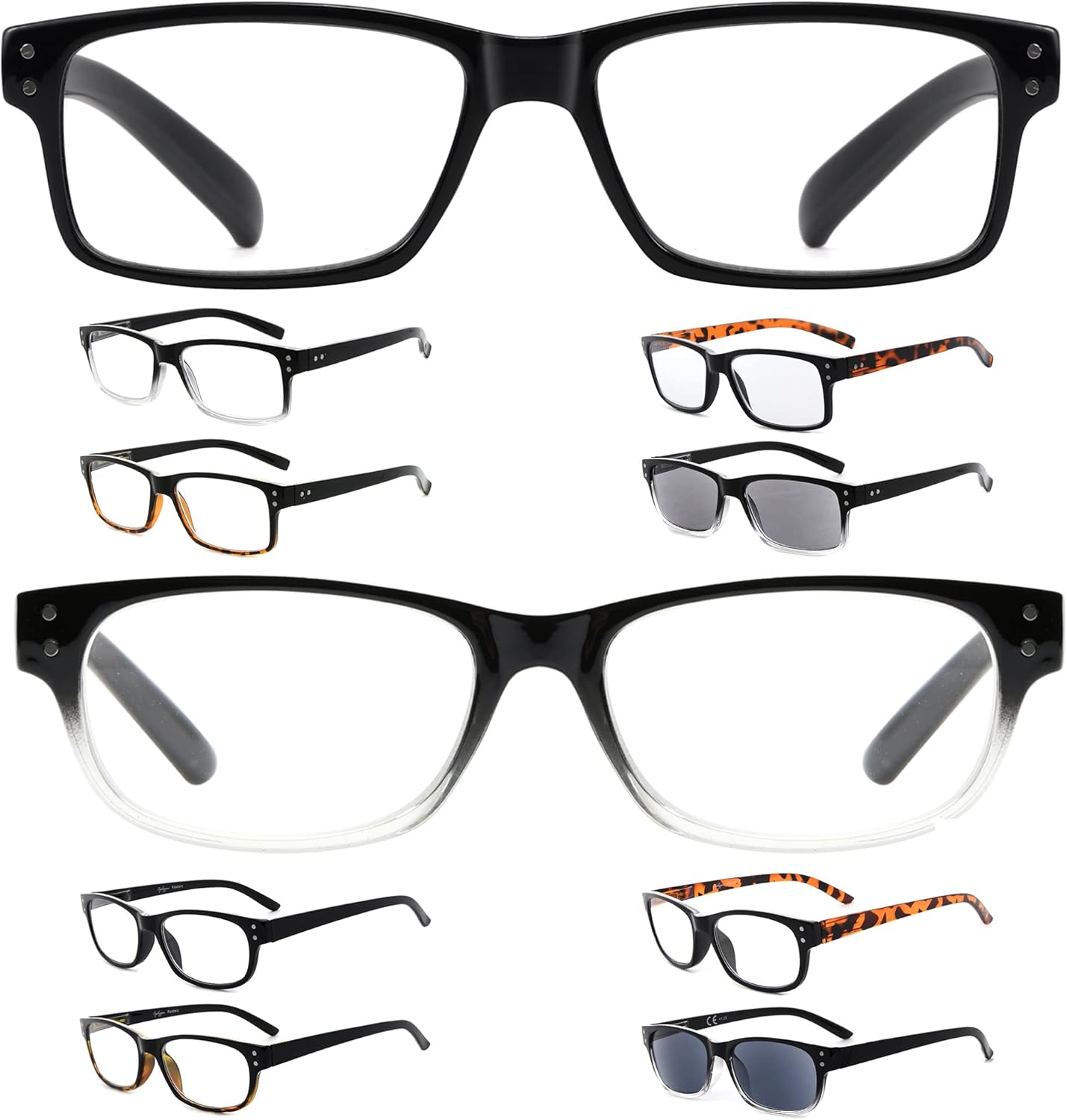 Eyekepper Save 10% on Bundled 5 Pack Spring Hinges Reading Glasses for Men and 5 Pack Classic Readers +2.50