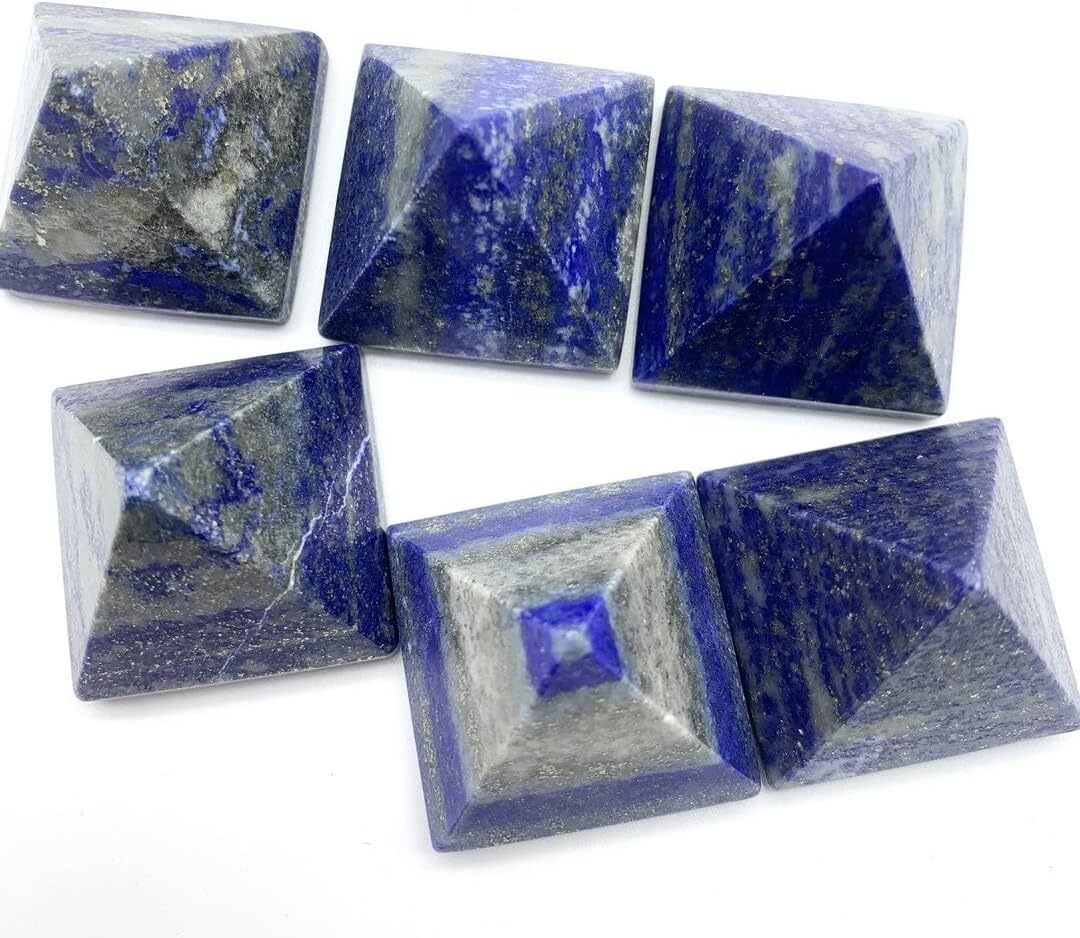 Crystal Healing Meditation Decoration Natural Blue Lapis Lazuli Stone Quartz Crystal Pyramid Reiki Energy Tower Home Ornaments Healing Decoration Stones Home Decor Beautiful Gifts