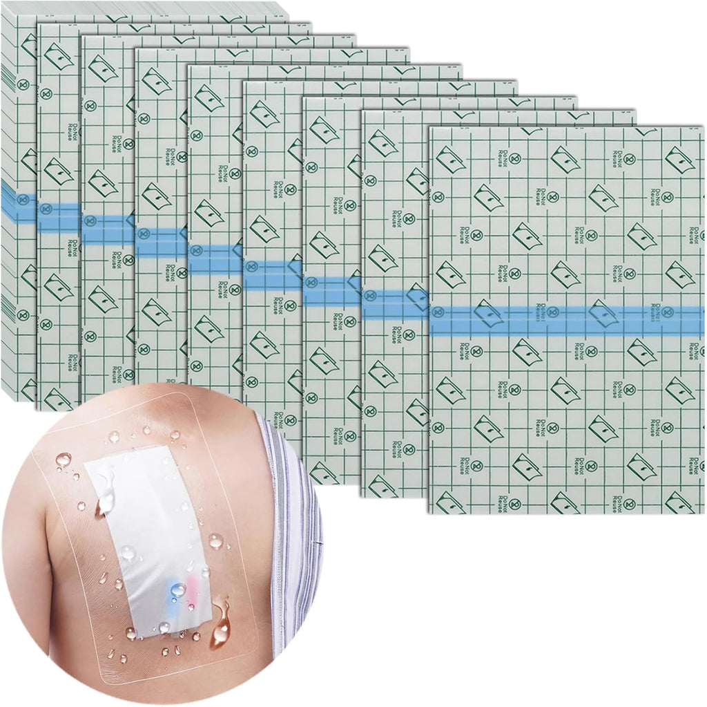 Shower Protector [Pack of 25], 10" x 12" Dialysis Catheter Shower Cover Shower Shields PD PICC Line Water Barrier, Waterproof Wound Bandage Protector Disposable Transparent