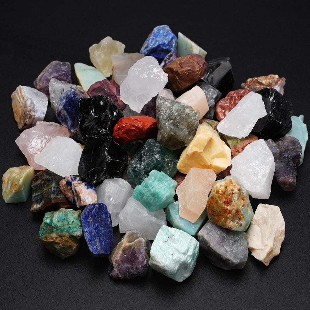 5 lbs Rocks for Tumbling, Mix Large 1-2 Inch Crystals and Healing Stones, Raw Gemstones for Polishing Wicca & Reiki Crystal Healing, Rough Rock for Collection, Decoration