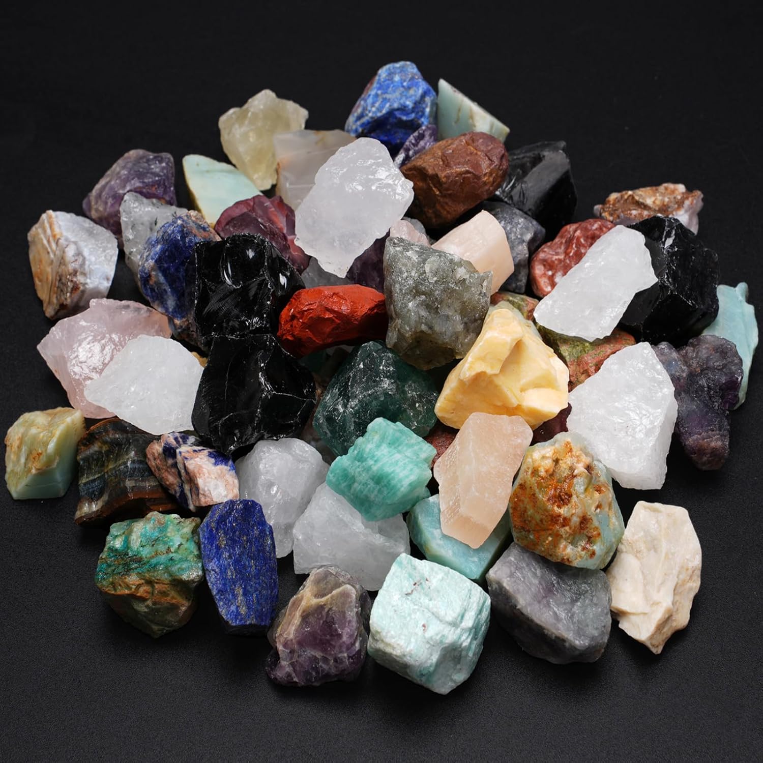 5 lbs Rocks for Tumbling, Mix Large 1-2 Inch Crystals and Healing Stones, Raw Gemstones for Polishing Wicca & Reiki Crystal Healing, Rough Rock for Collection, Decoration