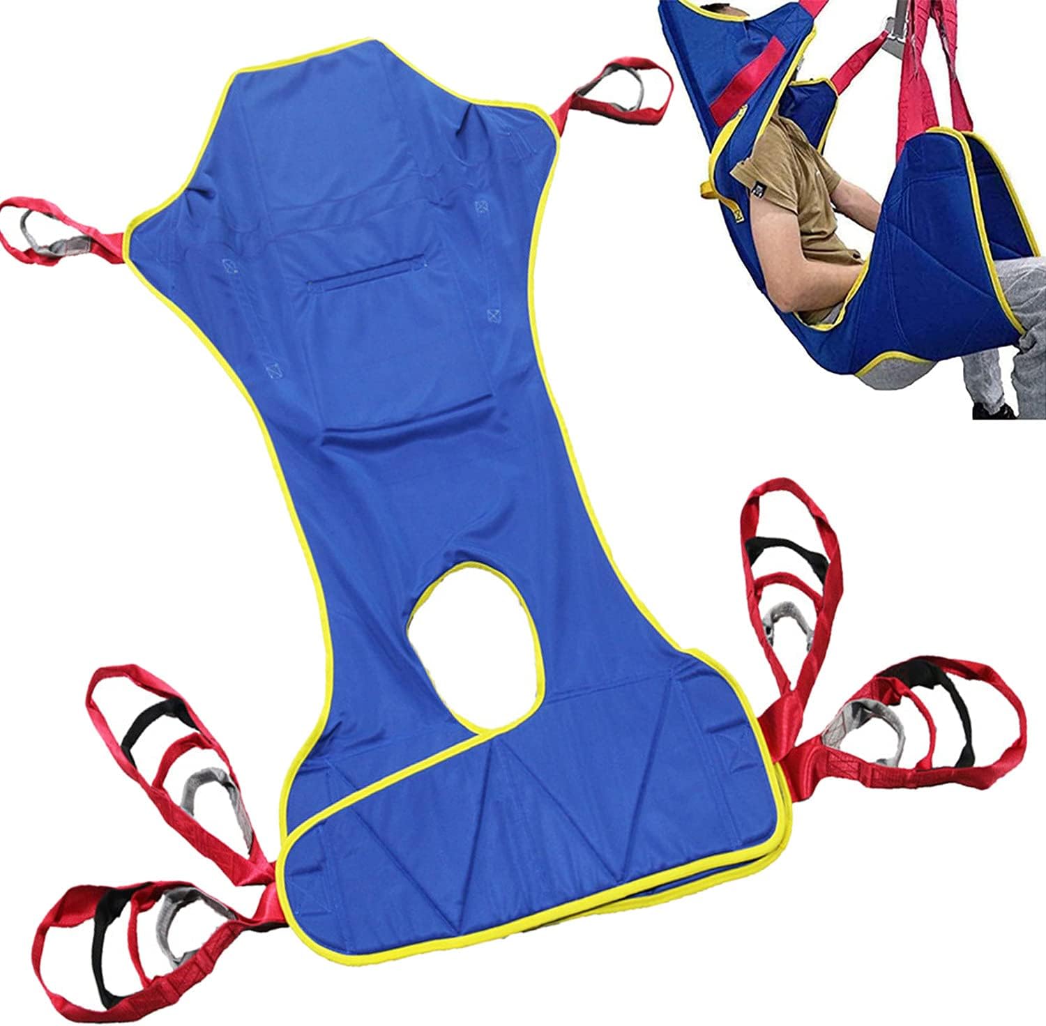 Patient Lift Sling with Commode Opening,Lift Medical Slings,Deluxe Sit-to- Padded Sling,Quicker Easier Safer Transfers and Toileting,A