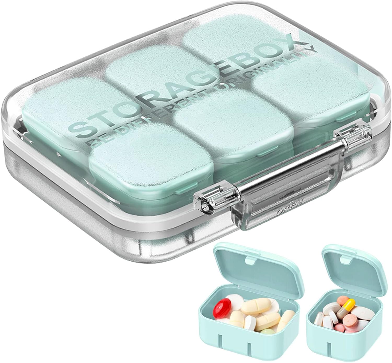 Pill Organizer SOFISO 4/6 Grid Free Assembly Travel Medicine Organizer 10 Day Pill Organizer Portable Pill Box Waterproof Pill Case Daily Medication Carry Case for Vitamins, Fish Oils, Supplements