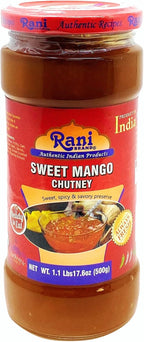 Rani Sweet Mango Chutney (Indian Preserve) 17.6oz (500g) 1.1lbs Glass Jar, Ready to eat, Vegan ~ Gluten Free, All Natural, NON-GMO