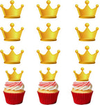 50 PCS Edible Crown Cupcake Toppers Wafer Paper Crowns Cake Toppers Edible Royal Prince & Princess Birthday Party Decorations for Crown Theme Birthday Party Decorations Supplies