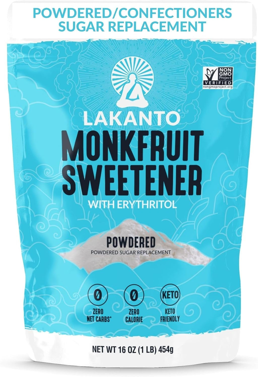 Lakanto Powdered Monk Fruit Sweetener With Erythritol, Powdered Sugar Substitute Sweetener For Baking & Cooking Waffles, Donuts, Cookies & More, Keto, Low Calorie, Low Carb, Vegan, Gluten Free, 1 Lb