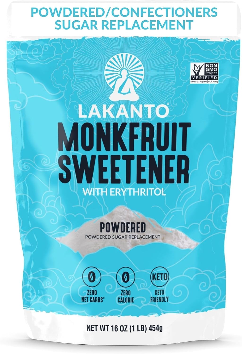 Lakanto Powdered Monk Fruit Sweetener With Erythritol, Powdered Sugar Substitute Sweetener For Baking & Cooking Waffles, Donuts, Cookies & More, Keto, Low Calorie, Low Carb, Vegan, Gluten Free, 1 Lb