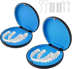 2 Pack Aligner and Retainer Case,Compatible with Invisalign,Mouthguard Case Kits, Portable Aligner Cases with Chew Remover Tool and Brush, Black