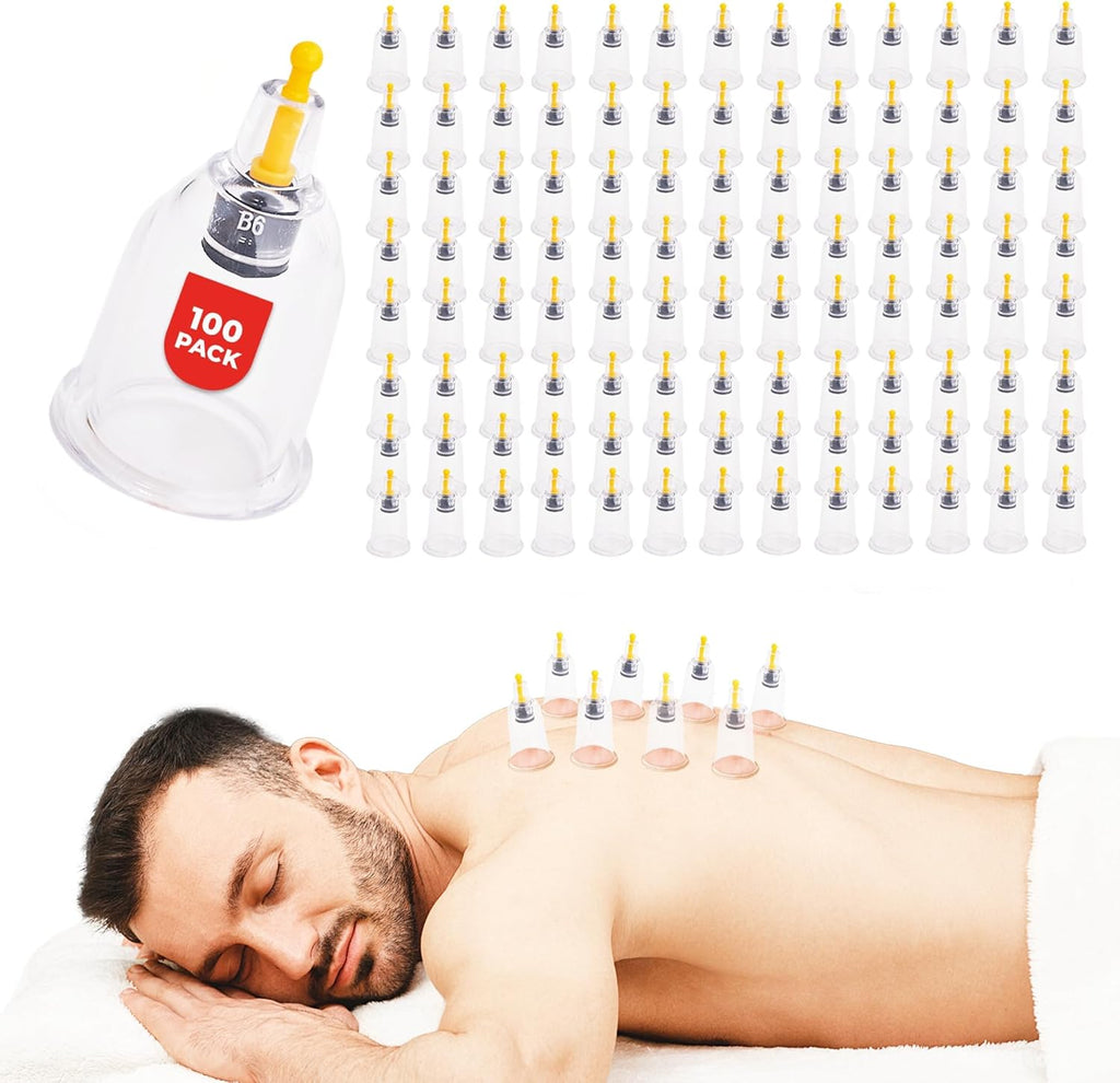 [100 Pack] Bulk Cupping Set for Massage Therapy - B1 B2 B3 B4 B5 B6 B7 U4 U5 - B6 (1.33 in) - Wholesale Professional Cupping Therapy Set, Cuppings Massage Kit, Physical Therapy Kit [No Pump Included]