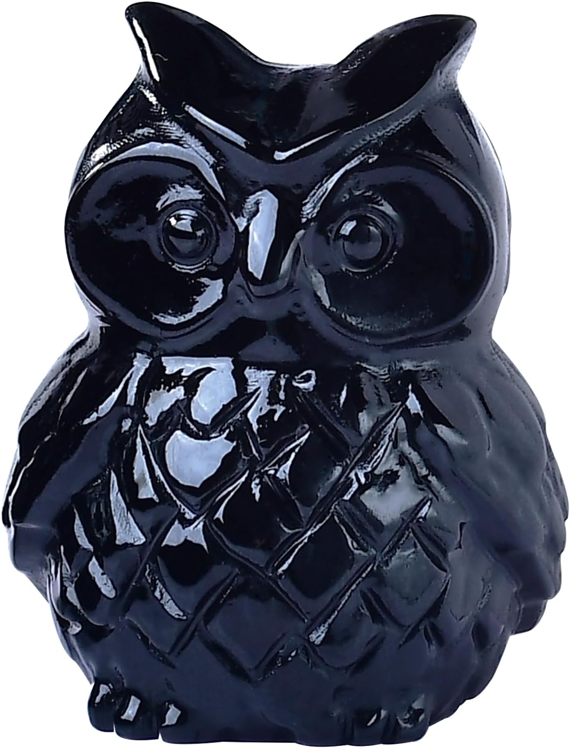 1.9 Inch Black Obsidian Owl Statue, Healing Crystal Cute Decor Figurine, Hand-Carved Gemstone, Bedroom Office Spiritual Gift, Owl Gifts