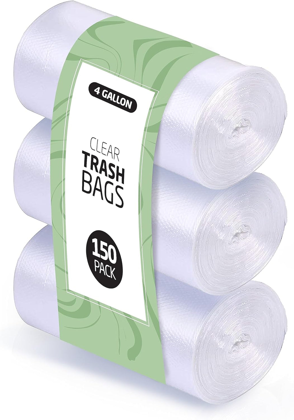 4 Gallon Trash Bags - 150 Small Mini Garbage Bags | 17" x 18" Clear Waste Basket Trash Bags | Bulk Plastic Bathroom Trash Can Liners