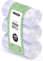 4 Gallon Trash Bags - 150 Small Mini Garbage Bags | 17" x 18" Clear Waste Basket Trash Bags | Bulk Plastic Bathroom Trash Can Liners