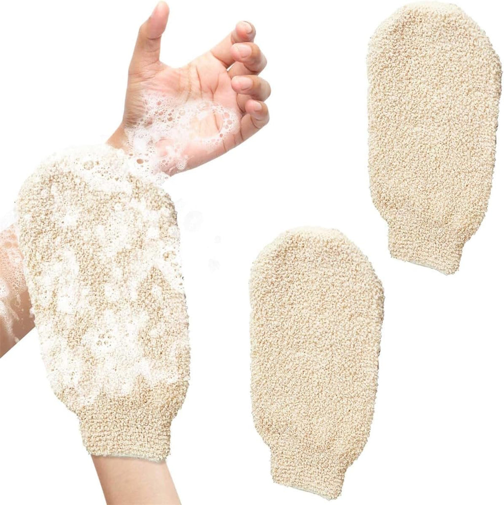 2 Pcs Exfoliating Gloves, Bath Shower Gloves Mitts Bamboo Fiber Bath Body Cleaning Cloth Sponges for Exfoliating and Body Scrubber
