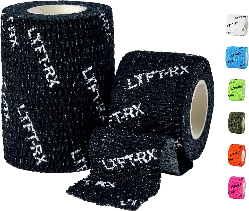 Weightlifting Hook Grip Tape w/Premium Adhesive for Olympic Weight Lift, Cross Fitness, Lifting, Stretch Athletic Finger Wrap, Protects Thumb Fingers Hand, Enhances Grip