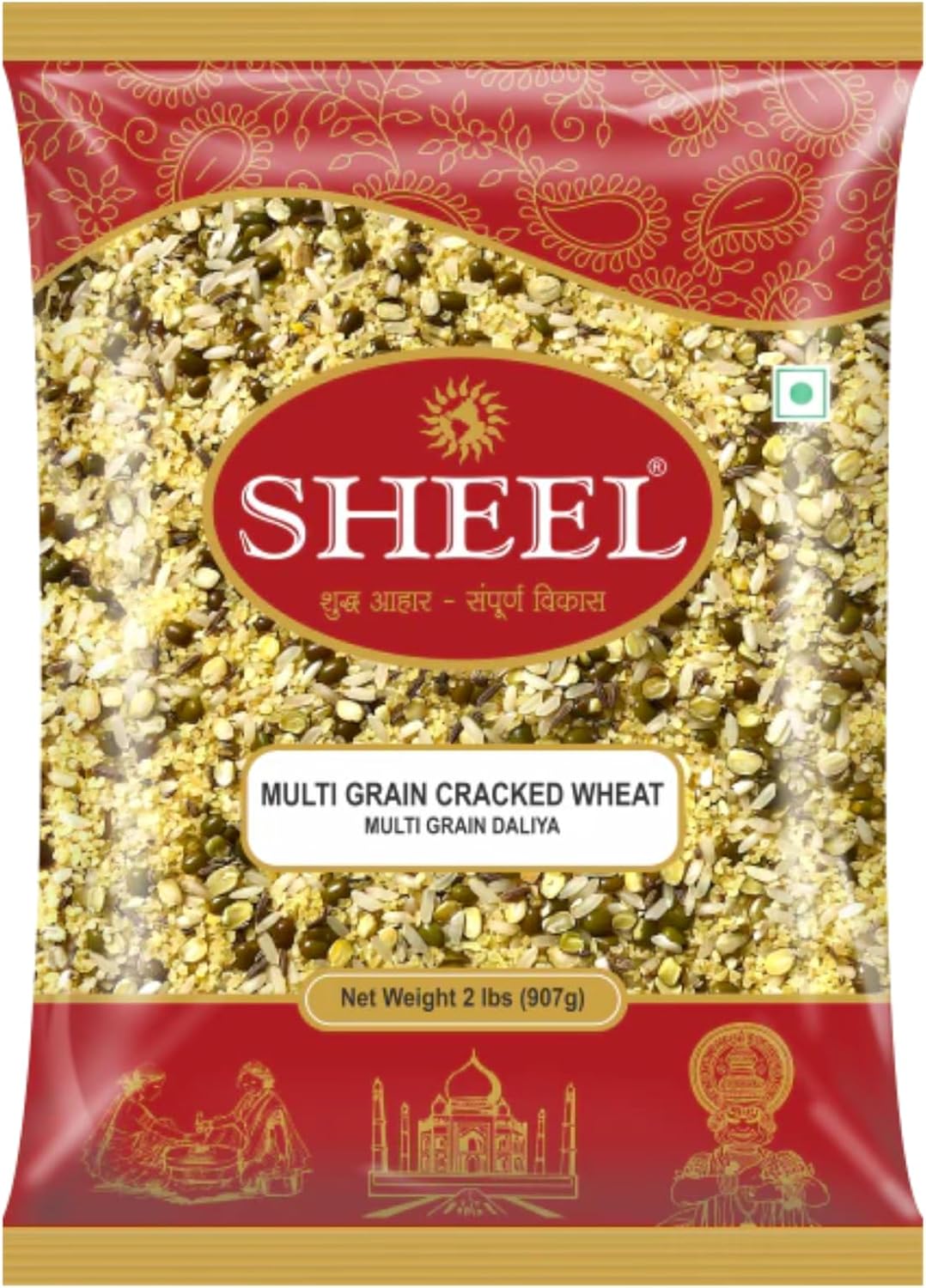 Sheel Multigrain Cracked Wheat/Daliya (Mix Grain Dalia) - 2 Lb (907g)~ All Natural | Vegan | Gluten Friendly | NON-GMO | Indian Origin | High in Fiber & Protein