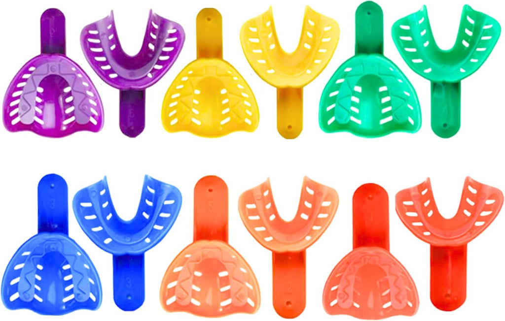 Artman Instruments Dental Impression Tray 12PCS 6 Sizes for Adult/Children, Plastic Materials Teeth Holder Dental Central Supply for Oral Tools
