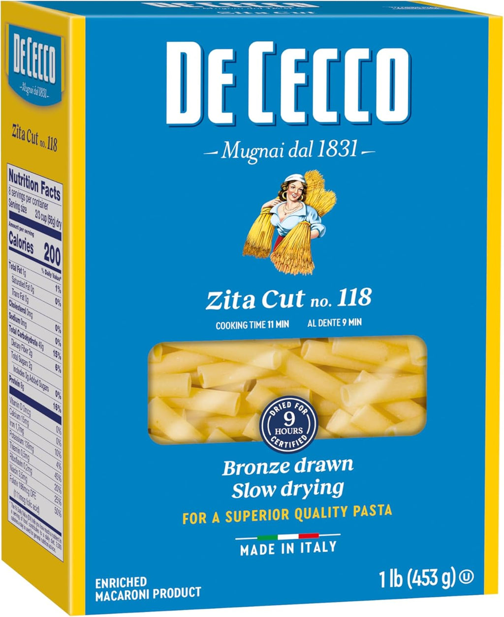 De Cecco Semolina Pasta, Zita Cut No.118, 1 Pound (Pack of 5)