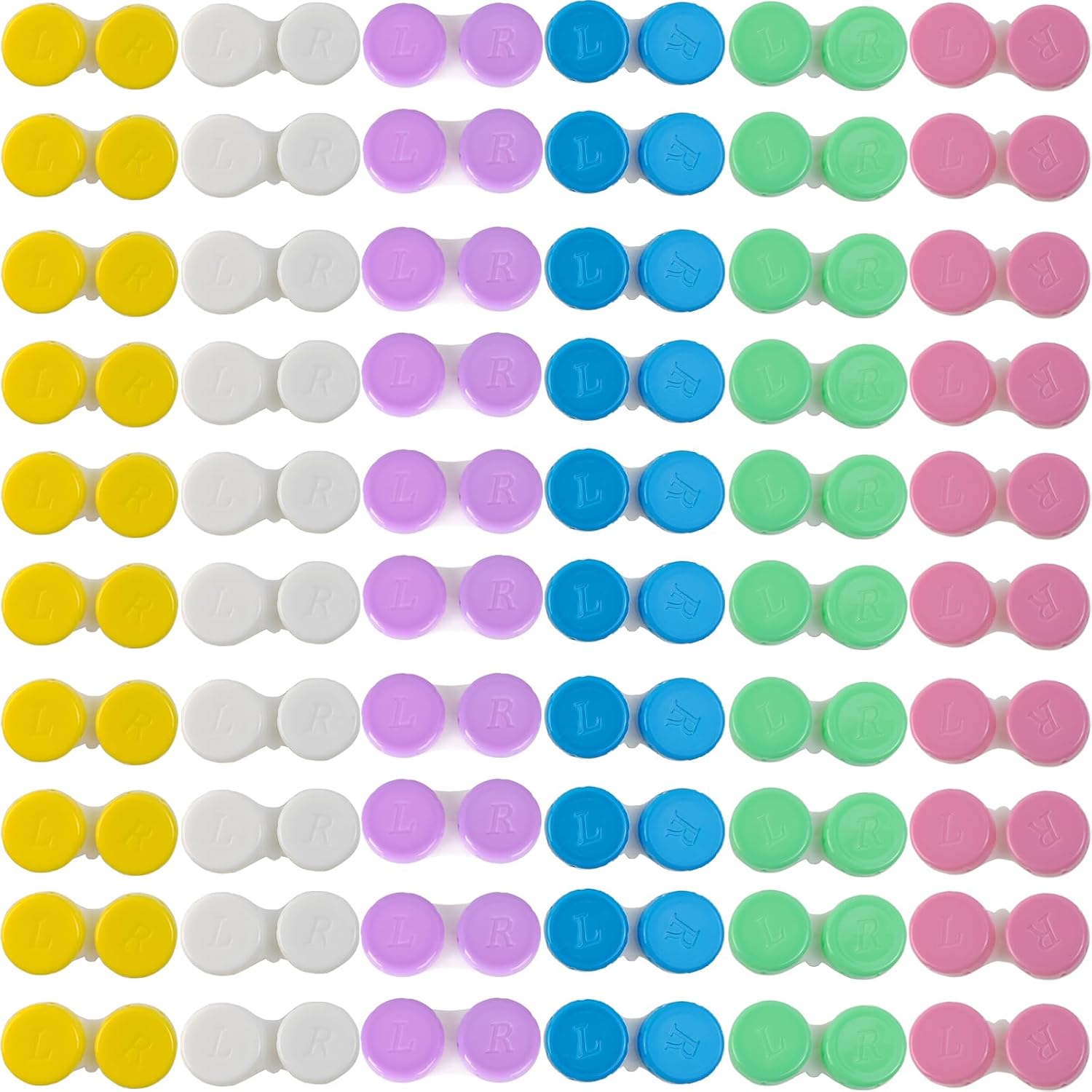 TIHOOD 60PCS Colorful Contact Lens Case Bulk Eye Lense Box Holder Container Soak Storage Travel Kit for Eyes Care, 6 Colors