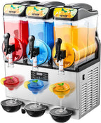 VEVOR Commercial Slushy Machine, 15Lx3 Triple Tank Margarita Machine, 180 Cups Stainless Steel Margarita Smoothie Frozen Drink Machine, Slushie Machine for Party Restaurants Cafe Bars