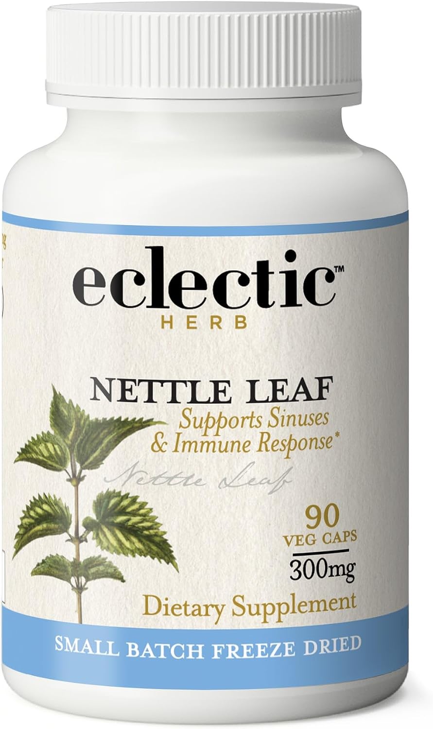 Eclectic Herb - Raw Freeze Dried Nettle Leaf Capsules | Supports Sinuses + Immune Response | Natural Herbal Supplement | Non-GMO, Vegan, Whole Herb (90 CT | 300 mg)