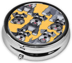 ZhongGuo Schnauzer Printed Pill Organizer,Round Travel Pill Organizer Mini Medicine Pill Box for Purse Iron Plating