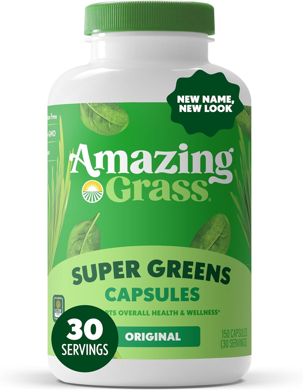 Amazing Grass Greens Blend Superfood Capsules: Super Greens with Organic Spirulina, Chlorella, Beet Root Powder, Digestive Enzymes & Probiotics, 150 Capsules (Packaging May Vary)