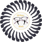 YINGFENG 20 Pairs Black Glasses Ear Grip, Comfortable Silicone Elastic Eyeglasses Temple Tips Sleeve Retainer, Silicone Ear Hook - for Eyewear Glasses, Sports Eyeglasses