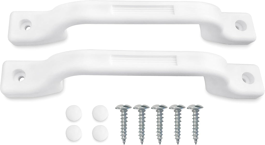 Camp'N RV Grab Handle - White Sturdy 2-Pack Plastic Handles with Mounting Hardware, Ideal RV Handrail for Campers, Adults, and Elderly Safety
