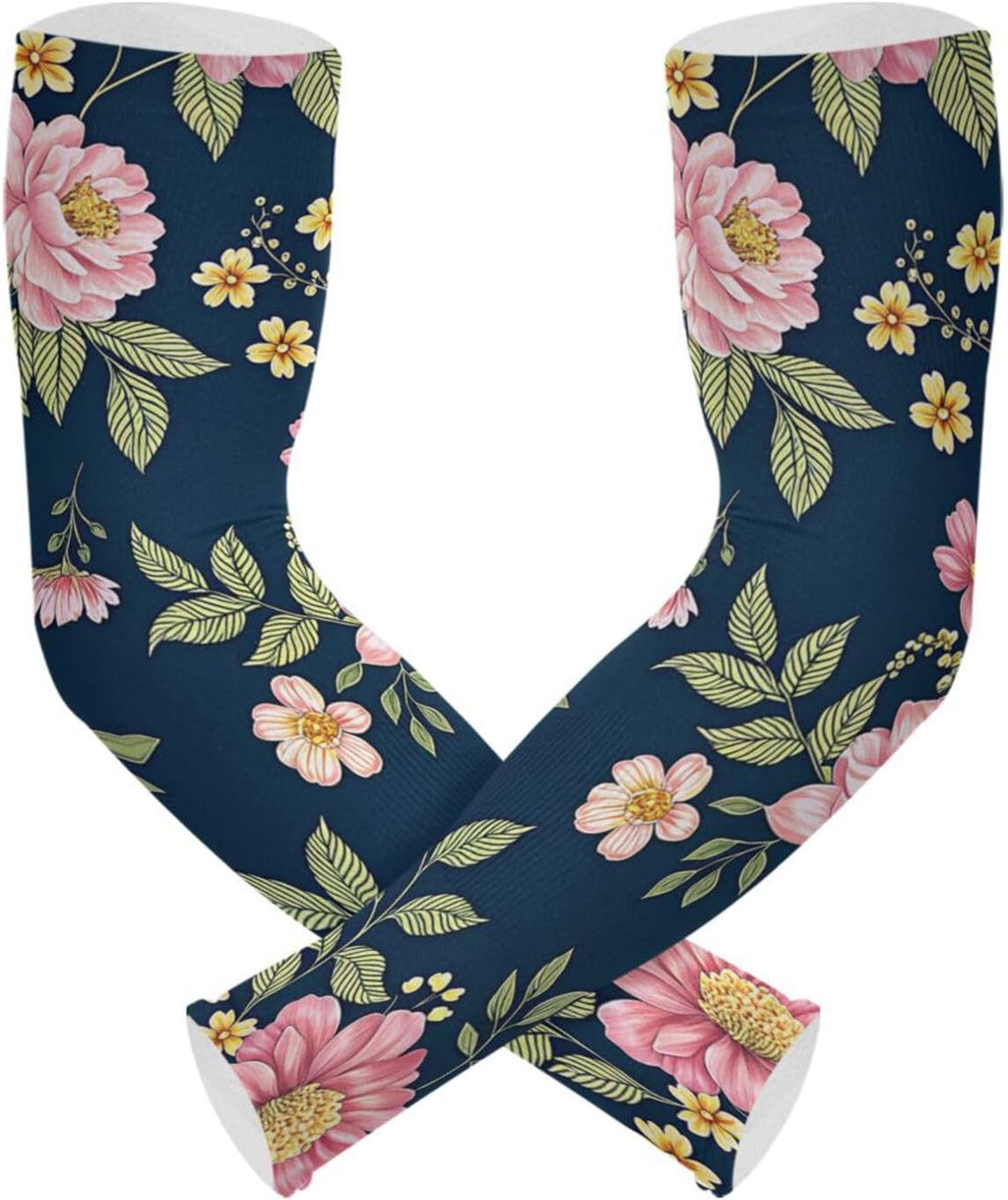 Flower Dragonfly Gardening Sleeves with Thumb Hole Farm Sun Protection Arm Sleeves for Women Men