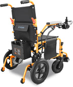 YF001 Zygenair Electric Wheelchair 330Lbs Capacity Foldable Electric Wheelchairs for Adults with 12Ah Lithium Battery, 15 Miles Range Power Wheelchair, Motorized Wheelchair 500W Motors(Orange)