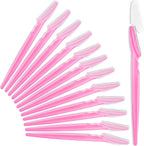 HFATMOS 12 Pcs Eyebrow Razors, Face Razors Multipurpose, Exfoliating Dermaplaning Tools, Eyebrow Trimmers Shaver with Protective Cover, Facial Hair Removal for Women Men Body Use (Pink)