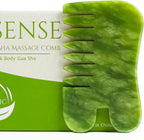 Gua Sha Comb Tool, Natural Green Jade Stone Scalp Massage Comb, Facial GuaSha Tool for Lift and Puffiness, Jade Gua Sha Scraping Therapy Massager for Full Body Relax