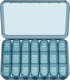 Daviky Pill Organizer 3X a Day, Weekly Pill Box 7 Day, Travel Pill Case with Large Containers, Pill Case for Vitamins, Medication, Supplements and Fish Oils