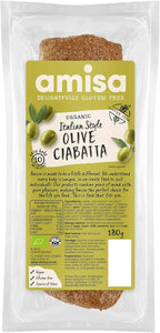 Amisa Organic Olive Ciabatta Gluten Free 180g - 8 Pack