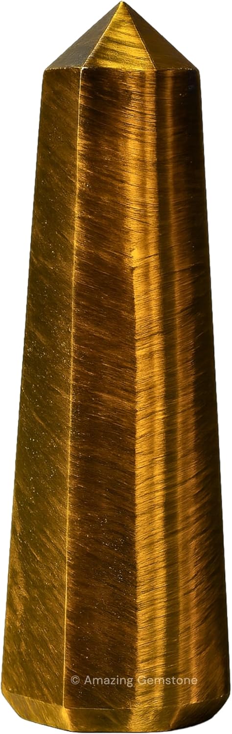Amazing Gemstone Tiger Eye Crystal Towers, Natural Healing Crystal Point Obelisk for Reiki Healing and Crystal Grid (3" to 4" INCH)