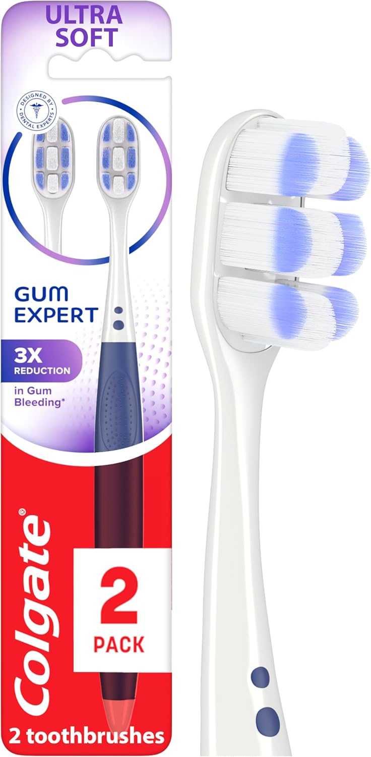 Colgate Gum Expert Ultra Soft Toothbrush Pack, Extra Soft Toothbrush for Sensitive Gums, Bleeding and Irritation, 2 Pack