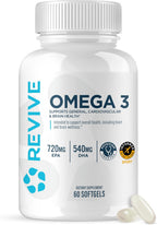 Revive MD Omega 3 Fish Oil Supplements for Men & Women – Softgels with EPA & DHA Fatty Acids for Healthy Skin & Joints, Heart & Brain Support – Vegan-Friendly, Gluten-Free (120 Softgels)