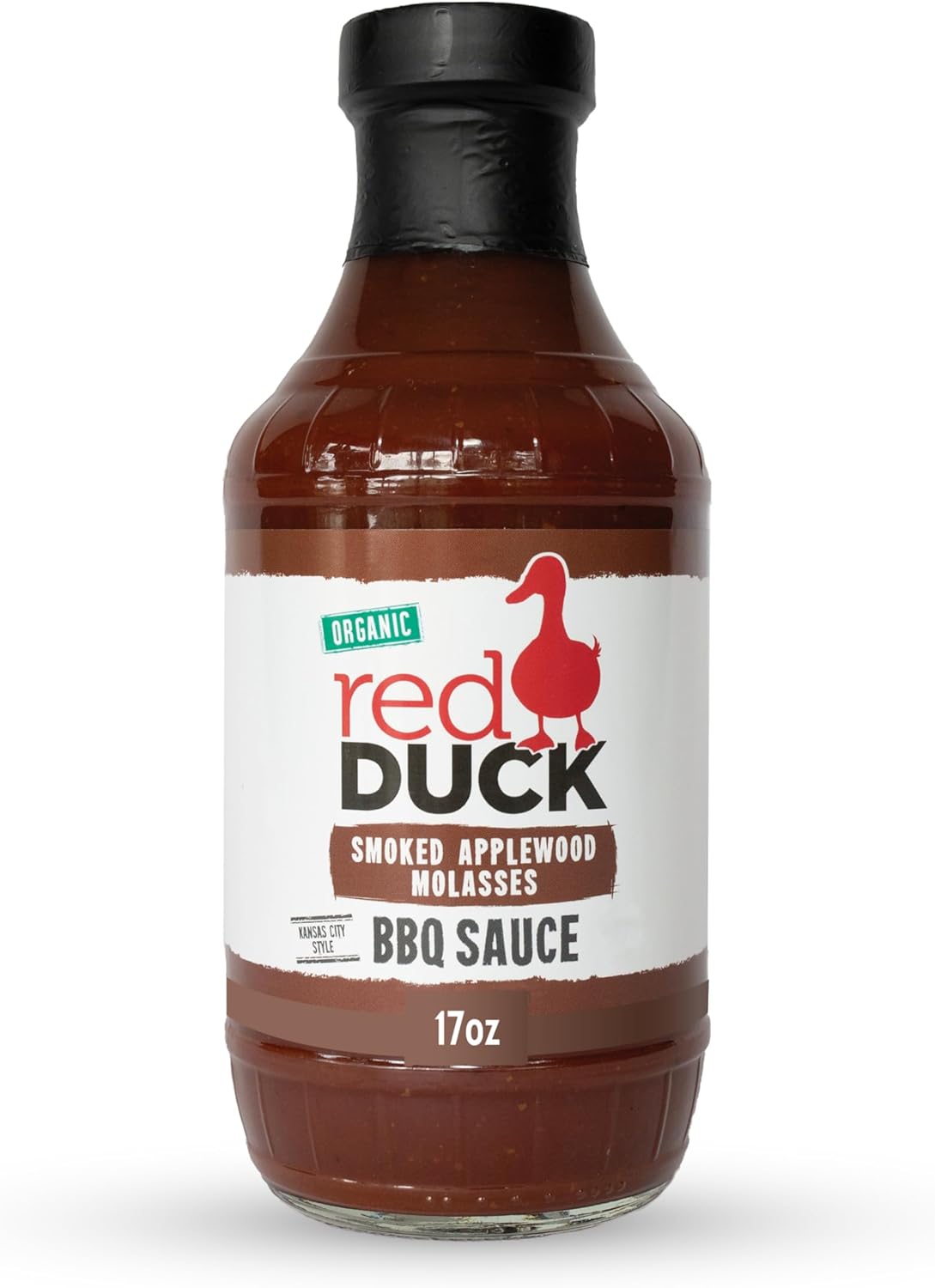 Red Duck Smoked Applewood Molasses Organic BBQ Sauce - Kansas City Style barbecue sauce, 17 ounces