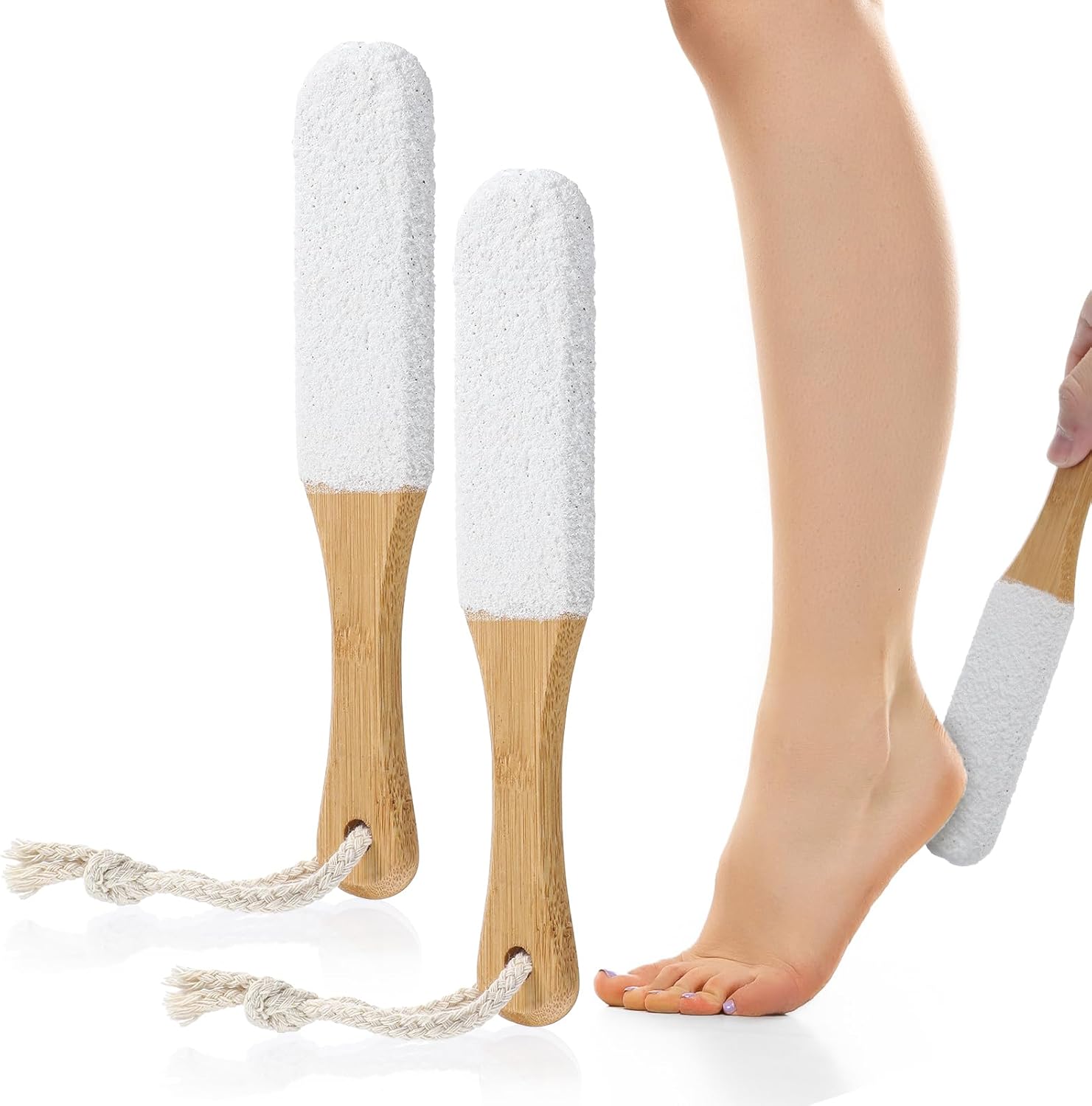 Foot Pumice Stone for Feet Callus Remover, Double Sided Foot Scrubber with Handle, Pedicure Foot File for Dead Skin, Heel Scraper Pumice Stone in Shower Corn Hard Skin Cracked Feet Care Tools
