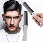 2Pcs Stainless Steel Folding Comb, Heavy-Duty Metal Pocket Comb for Men, Beard & Hair Grooming, Anti-Static Detangling Comb with Travel Cover, Portable Styling Tool Set