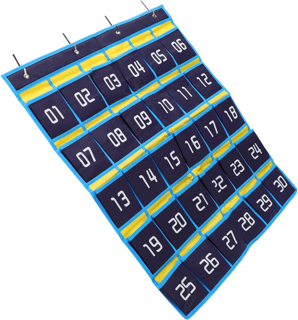 Hanging Pocket Chart Classroom Mobile Phone Storage Bag School Supplies Calculator Holder Wall Hanging Storage Pouch