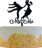Mr & Mrs Cake Topper, Funny Love Wedding Cake Topper in Black Acrylic