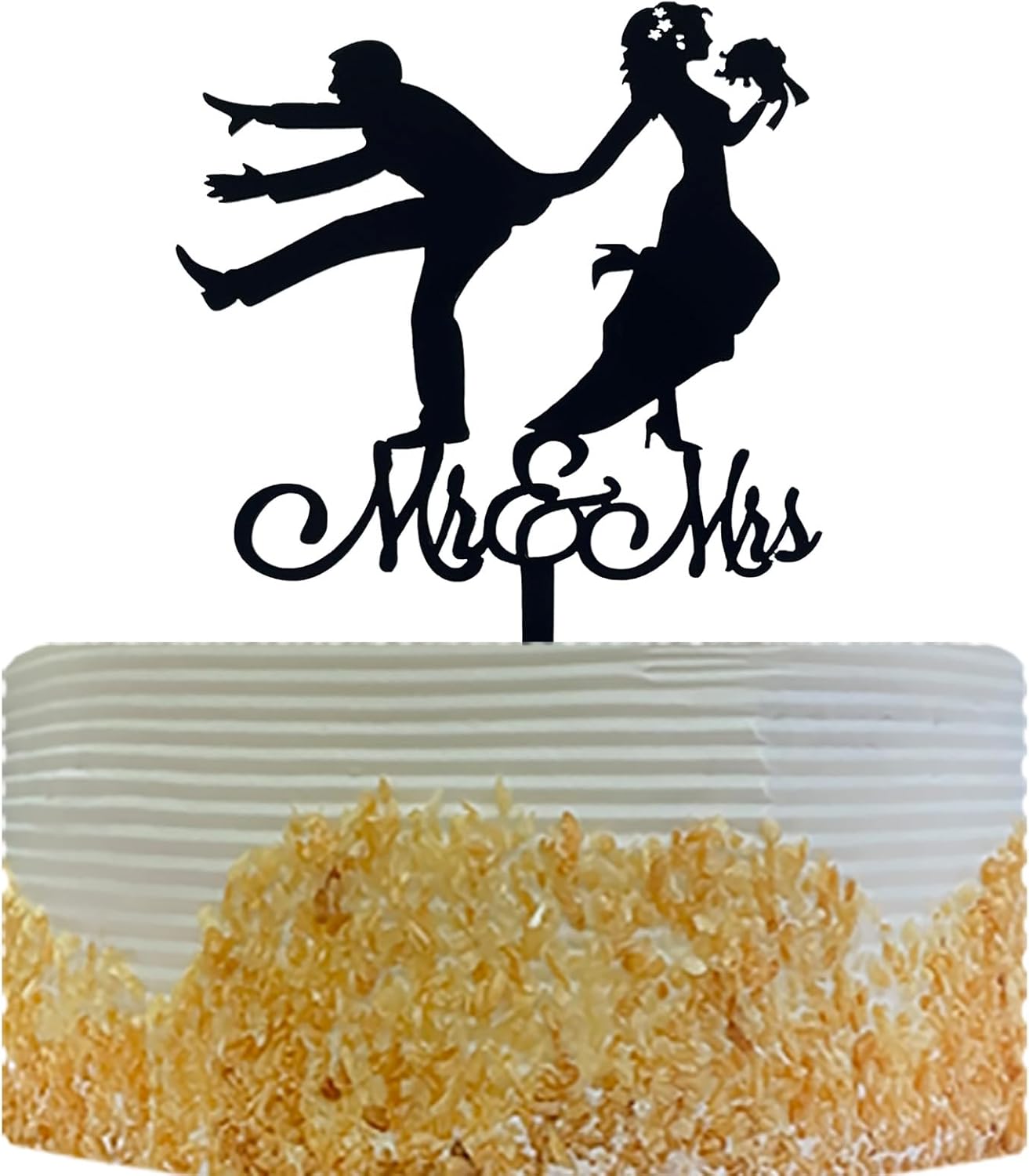 Mr & Mrs Cake Topper, Funny Love Wedding Cake Topper in Black Acrylic