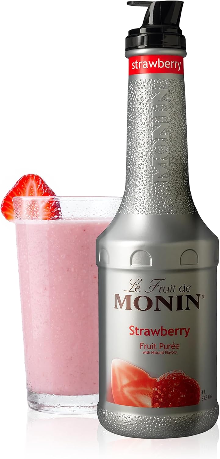 Monin - Strawberry Purée, Juicy and Sweet, Great for Sodas and Teas, Gluten-Free, Vegan, Non-GMO (1 Liter)