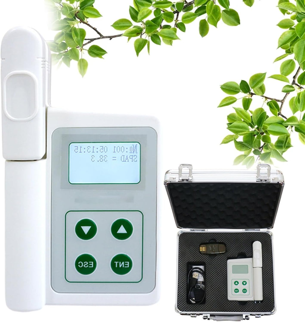 Portable Chlorophyll Meter,Handheld Chlorophyll Analyzer,LCD Display,Measurement Area Ф10mm,USB Data Export,for Testing Plant Chlorophyll,with Suitcase