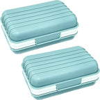 Lofekea 2 Pack Soap Holder Dish with Lid Draining Soap Box for Shower Compact Travel Soap Case for Camping, Gym, Hiking, Portable, Leakproof， Blue