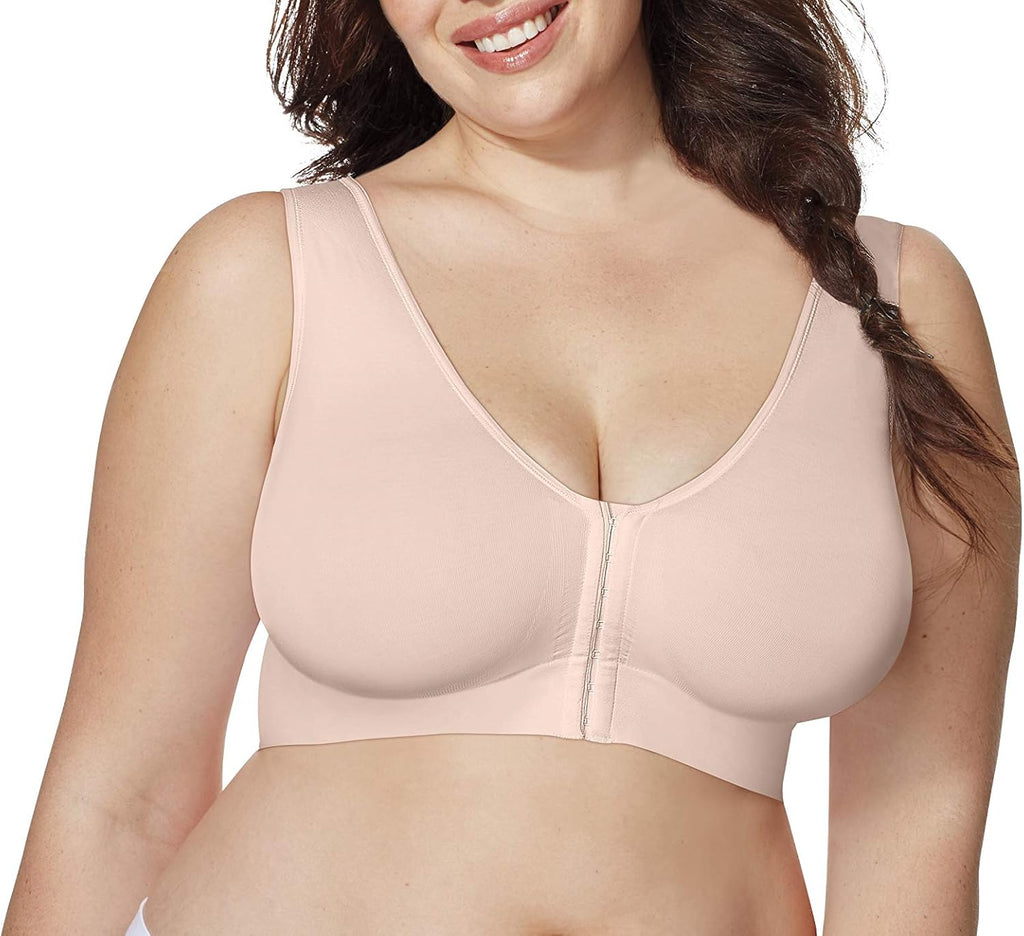 Hanes Women's Wireless Bra, Just My Size Pure Comfort Full-Figure Bras for Women, Front-Close Design (Plus Size, Too)