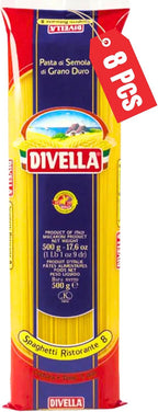 Divella Spaghetti Pasta #8, 16 oz. (Pack of 8) - Authentic Italian Pasta Made with Durum Wheat Semolina, Perfect ‘Al Dente’ Texture for Every Dish